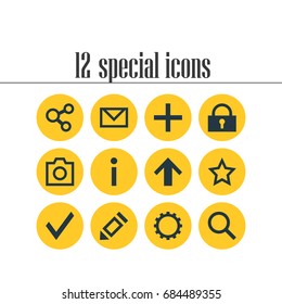 Vector Illustration Of 12 User Icons. Editable Pack Of Confirm, Publish, Pen And Other Elements.