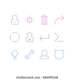 Vector Illustration Of 12 User Icons. Editable Pack Of Remove User, Female User, Startup And Other Elements.