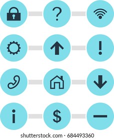 Vector Illustration Of 12 User Icons. Editable Pack Of Mainpage, Alert, Padlock And Other Elements.