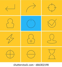 Vector Illustration Of 12 User Icons. Editable Pack Of Man Member, Accsess, Share And Other Elements.