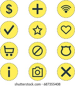 Vector Illustration Of 12 User Icons. Editable Pack Of Info, Plus, Wrong And Other Elements.