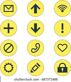 Vector Illustration Of 12 User Icons. Editable Pack Of Access Denied, Letter, Top And Other Elements.