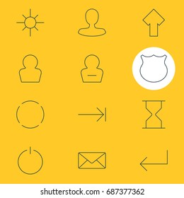 Vector Illustration Of 12 User Icons. Editable Pack Of Repeat, Tabulation Button, Switch Off And Other Elements.