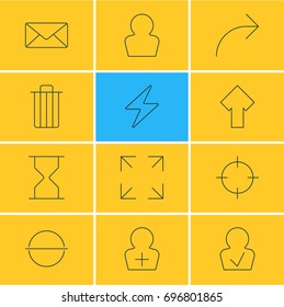 Vector Illustration Of 12 User Icons. Editable Pack Of Garbage, Hourglass, Envelope And Other Elements.