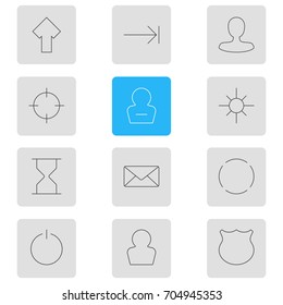 Vector Illustration Of 12 User Icons. Editable Pack Of Sunshine, Man Member, Upward And Other Elements.