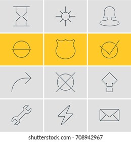 Vector Illustration Of 12 User Icons. Editable Pack Of Sunshine, Remove, Share And Other Elements.