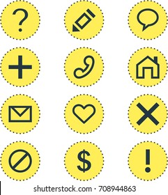 Vector Illustration Of 12 User Icons. Editable Pack Of Wrong, Money Making, Mainpage And Other Elements.