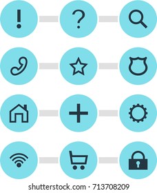 Vector Illustration Of 12 User Icons. Editable Pack Of Cordless Connection, Asterisk, Padlock And Other Elements.