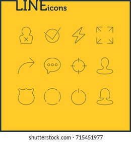 Vector Illustration Of 12 User Icons. Editable Pack Of Man Member, Repeat, Switch Off And Other Elements.