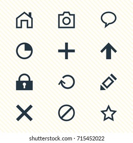 Vector Illustration Of 12 User Icons. Editable Pack Of Top, Snapshot, Asterisk And Other Elements.