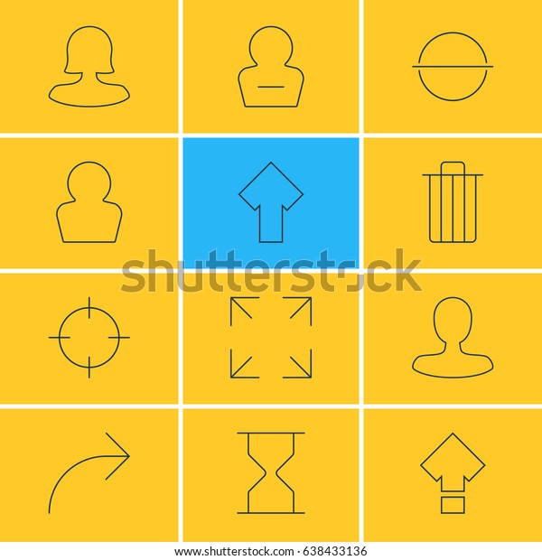 Vector Illustration Of 12 User Interface Icons.\
Editable Pack Of Screen Capture, Female User, Man Member And Other\
Elements.