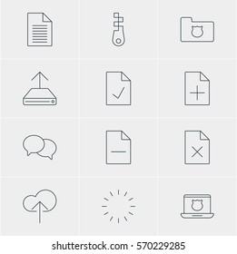 Vector Illustration Of 12 Web Icons. Editable Pack Of Fastener, Hdd Sync, Waiting And Other Elements.