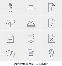 Vector Illustration Of 12 Web Icons. Editable Pack Of Talking, Checked Note, Fastener And Other Elements.
