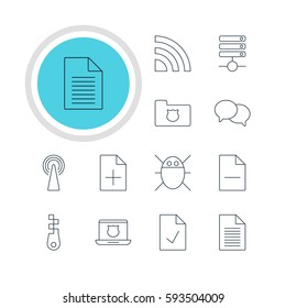 Vector Illustration Of 12 Web Icons. Editable Pack Of Talking, Wireless Network, Checked Note And Other Elements.