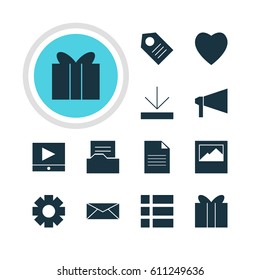 Vector Illustration Of 12 Web Icons. Editable Pack Of Coupon, Document Directory, Letter And Other Elements.