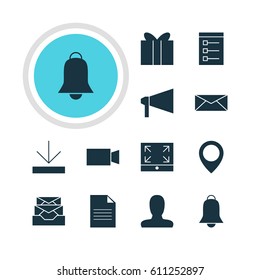 Vector Illustration Of 12 Web Icons. Editable Pack Of Letter, Notification, Messages And Other Elements.