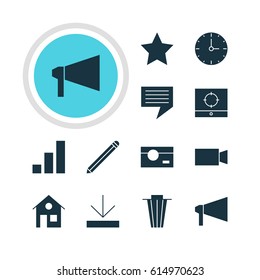 Vector Illustration Of 12 Web Icons. Editable Pack Of Capture, Clock, Trash And Other Elements.