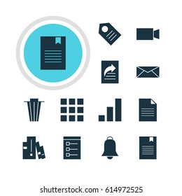 Vector Illustration Of 12 Web Icons. Editable Pack Of Grid, Video Camera, Coupon And Other Elements.