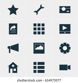 Vector Illustration Of 12 Web Icons. Editable Pack Of Document Transfer, Capture, Bookmark And Other Elements.