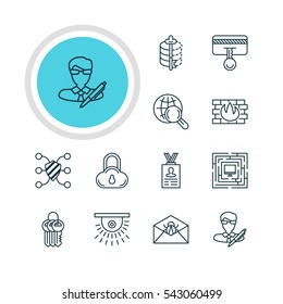 Vector Illustration Of 12 Web Safety Icons. Editable Pack Of Camera, Key Collection, Safe Storage And Other Elements.