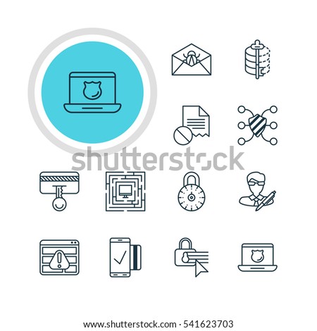 Vector Illustration Of 12 Web Safety Icons. Editable Pack Of Easy Payment, Safeguard, Safe Lock And Other Elements.