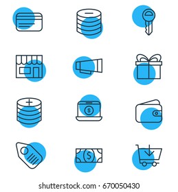 Vector Illustration Of 12 Wholesale Icons. Editable Pack Of Advertising, Minus, Buy And Other Elements.