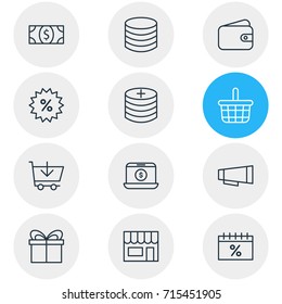 Vector Illustration Of 12 Wholesale Icons. Editable Pack Of Trading, Pottle, Market And Other Elements.