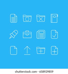 Vector Illustration Of 12 Workplace Icons. Editable Pack Of Add, Install, Delete And Other Elements.