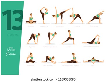 Vector illustration of 13 Steps to splits