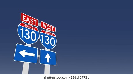 vector illustration of 130 kmh speed limit on Blue Street Traffic Signs