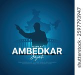 Vector illustration of 14 April celebrated as Ambedkar Jayanti, social media template design.