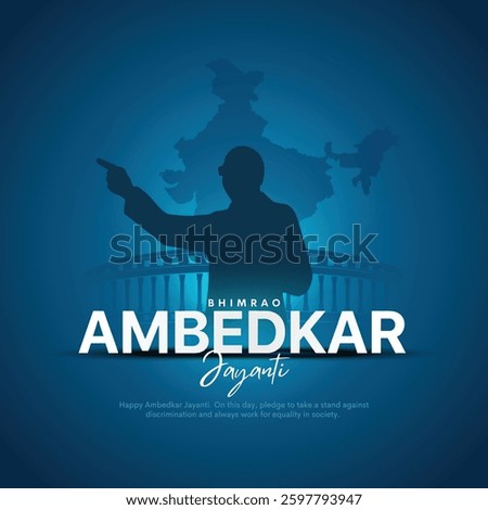 Vector illustration of 14 April celebrated as Ambedkar Jayanti, social media template design.