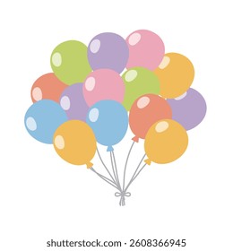 Vector illustration of 14 colorful and cute balloons