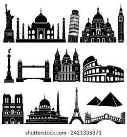 vector illustration of 14 World wonders