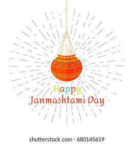 Vector illustration for 15 august, Happy Janmashtami day in vintage style. Design template for poster, banner,flayer,greeting, invitation cards. Religion holiday card.