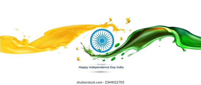 Ilustración vectorial del 15 de agosto, Día de la Independencia de la India. Diseño de Bandera tricolor 3D. Festival de la celebración de la libertad y antecedentes patrióticos.