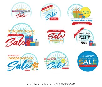 VECTOR ILLUSTRATION FOR 15 AUGUST OFFER LABEL-INDIAN INDEPENDENCE DAY