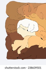 a vector illustration of 15 sleeping bears