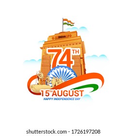 ilustración vectorial del 15 de agosto Feliz Día de la Independencia de la India, Día de la Libertad de la India, 