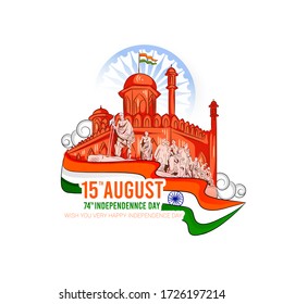 vector illustration of 15th August Happy Independence day India, freedom day of India, 