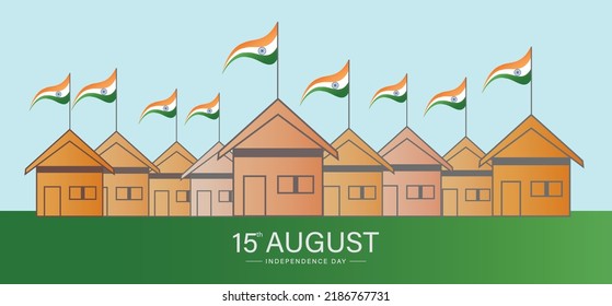 Vector Illustration of 15th August Happy Independence Day of India. Har Ghar Tiranga Concept for 75th years of Indepedence. azadi ka amrit mahotsav.