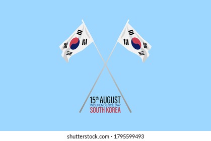 Vector Illustration for 15th August Independence day of South Korea.  Cross flags.