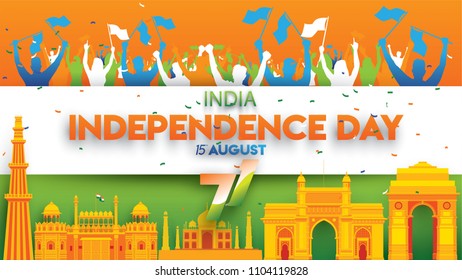 vector illustration of 15th August india Happy Independence Day. 71 years of Freedom indian