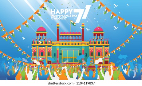 vector illustration of 15th August india Happy Independence Day. 71 years of Freedom indian