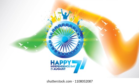 vector illustration of 15th August india Happy Independence Day. 71 years of Freedom indian