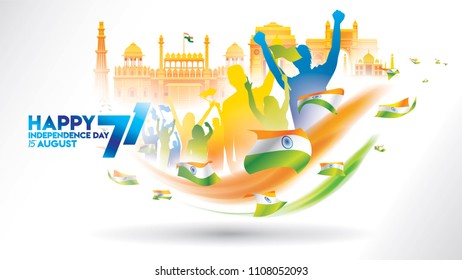 vector illustration of 15th August india Happy Independence Day. 71 years of Freedom indian