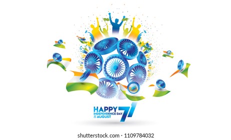 vector illustration of 15th August india Happy Independence Day. 71 years of Freedom indian