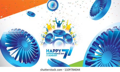 vector illustration of 15th August india Happy Independence Day. 71 years of Freedom indian