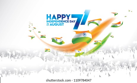 vector illustration of 15th August india Happy Independence Day. 71 years of Freedom indian