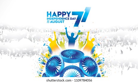 vector illustration of 15th August india Happy Independence Day. 71 years of Freedom indian